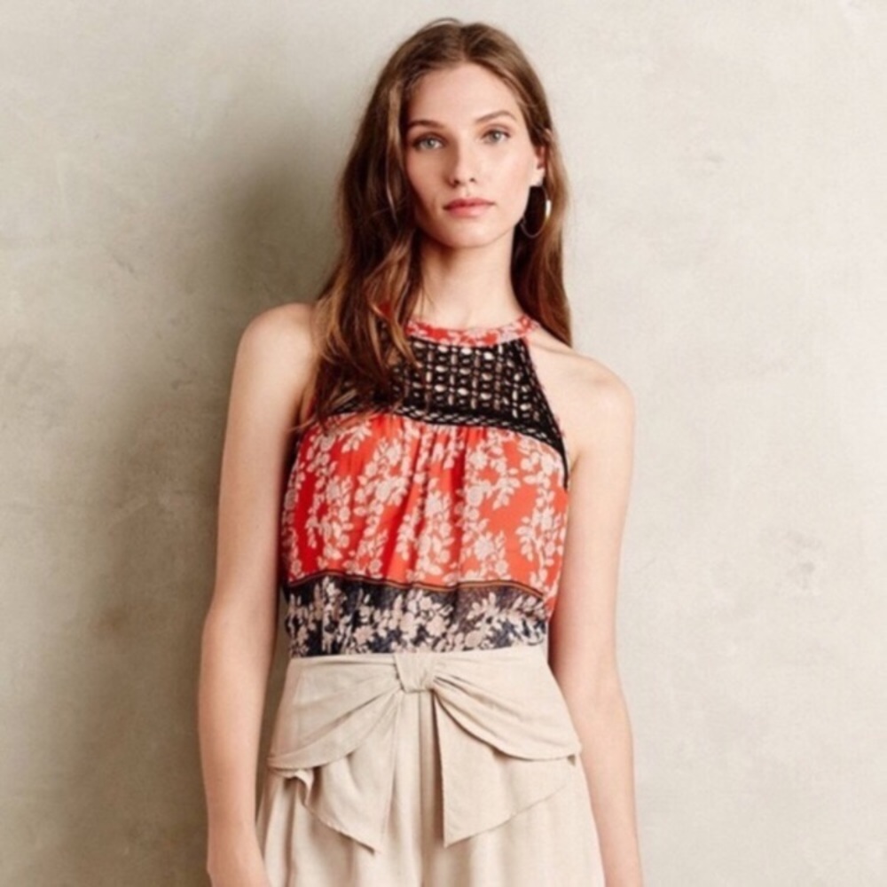 Anthropologie Meadow Rue red and navy tank